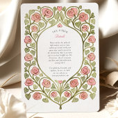 Pink Rose & Heart Vine Wedding Kaart