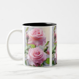 Pink Rose & Hummingbird Mok-Delicate Natuur Charm. Tweekleurige Koffiemok