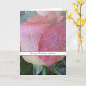 Pink Rose Joyeux Anniversaire Carte de voeux pliée (Fleur jaune)