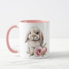 Pink Rose Lop Eared Bunny Rabbit Mok