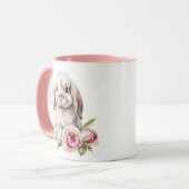 Pink Rose Lop Eared Bunny Rabbit Mok (Voorkant links)