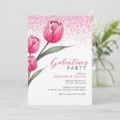 Pink Rose Modern Galentine's Day Party uitnodiging (Staand voorkant)