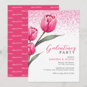 Pink Rose Modern Galentine's Day Party uitnodiging (Voorkant / Achterkant)