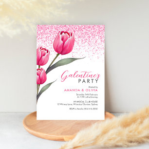 Pink Rose Modern Galentine's Day Party uitnodiging