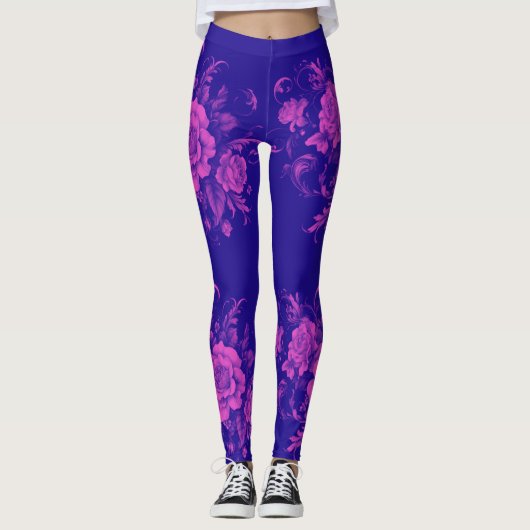 Pink Rose naadloos Leggings (Voorkant)