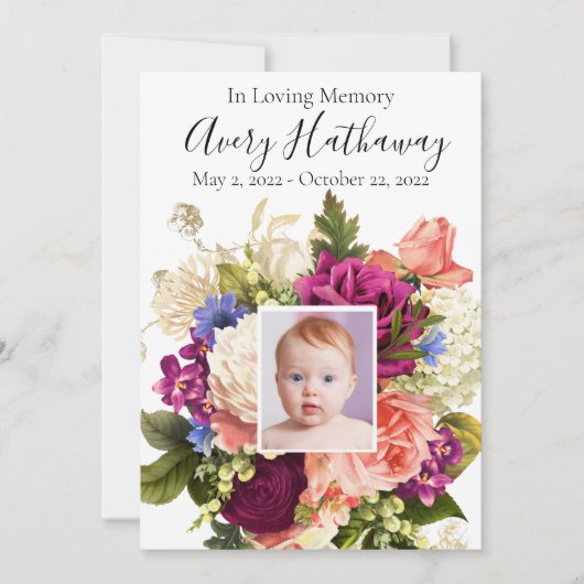 Pink Rose Paars Orchid Funeral Memorial Programme Kaart (Voorkant)