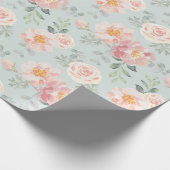 Pink Rose Pastel Garden Pattern Cadeaupapier (Hoek)