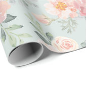 Pink Rose Pastel Garden Pattern Cadeaupapier (Rol Hoek)