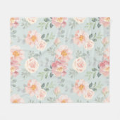 Pink Rose Pastel Garden Pattern Fleece Deken (Voorkant (Horizontaal))