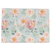 Pink Rose Pastel Garden Pattern Groot Cadeauzakje (Achterkant)