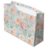 Pink Rose Pastel Garden Pattern Groot Cadeauzakje (Achterkant Gekanteld)