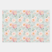 Pink Rose Pastel Garden Pattern Inpakpapier Vel (Voorkant)