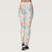 Pink Rose Pastel Garden Pattern Leggings (Achterkant)