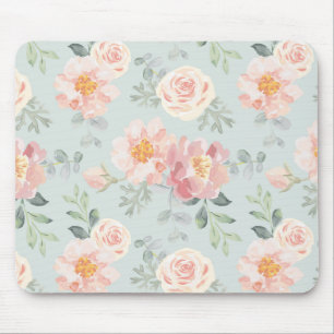 Pink Rose Pastel Garden Pattern Muismat