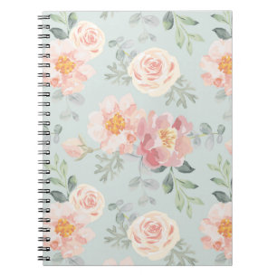 Pink Rose Pastel Garden Pattern Notitieboek