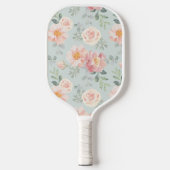 Pink Rose Pastel Garden Pattern Pickleball Paddle (Voorkant)
