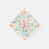 Pink Rose Pastel Garden Pattern Servet (Hoek)