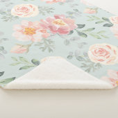 Pink Rose Pastel Garden Pattern Sherpa Deken (3/4)