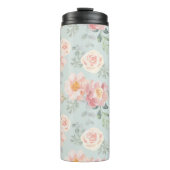 Pink Rose Pastel Garden Pattern Thermosbeker (Voorkant)
