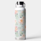 Pink Rose Pastel Garden Pattern Waterfles (Achterkant)