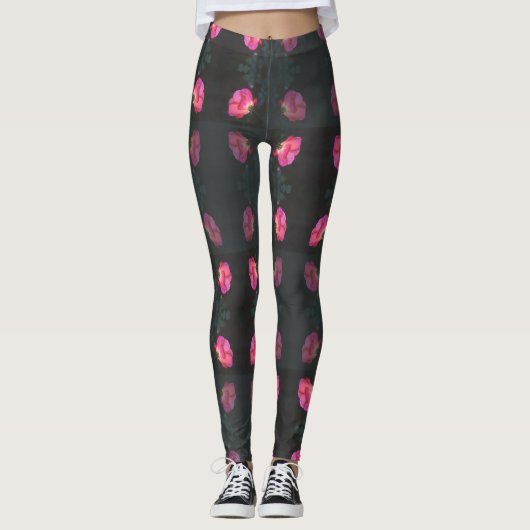 Pink Rose Pattern Leggings (Voorkant)