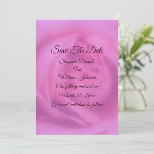 Pink Rose Petals Floral Wedding  Save The Date (Staand voorkant)