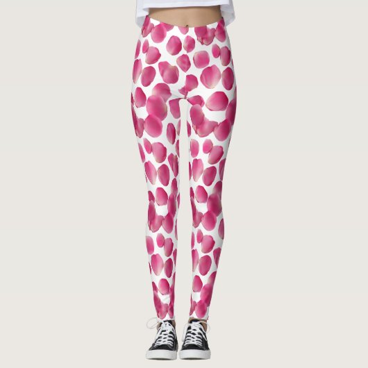 Pink Rose Petals Pattern Leggings (Voorkant)