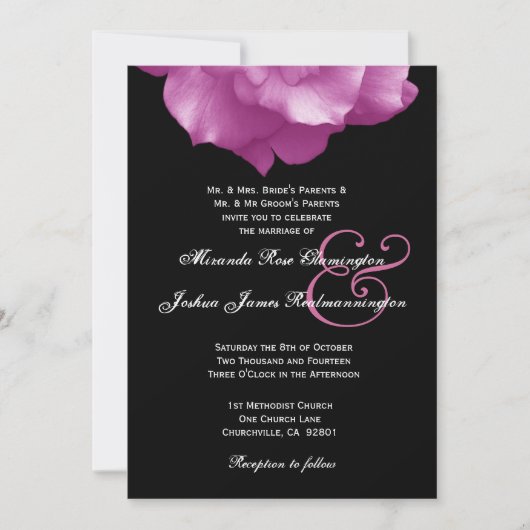 PINK Rose Petals Wedding Sjabloon F004 Kaart (Voorkant)