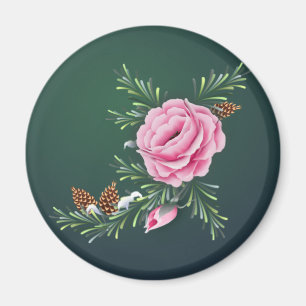 PINK ROSE & PINE by SHARON SHARPE Magneet