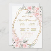 Pink rose Quinceanera invitation (Devant)