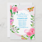 Pink Rose Ribbon Invitation Anniversaire (Dos)