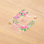 Pink Rose Ribbon Invitation Anniversaire (Poser)