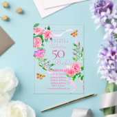 Pink Rose Ribbon Invitation Anniversaire (Insitu (Mariage))