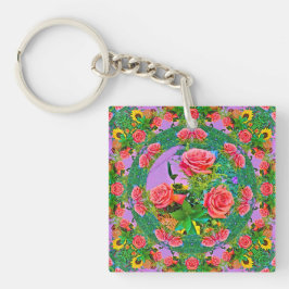 Pink Rose Rings Sleutelhanger