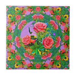 Pink Rose Rings Tegeltje