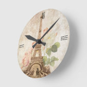 Pink Rose  Romantic Clock Ronde Klok (Hoek)
