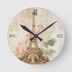 Pink Rose  Romantic Clock Ronde Klok