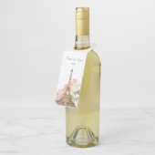 Pink Rose  Romantic Wedding Wine Label (Schuin)