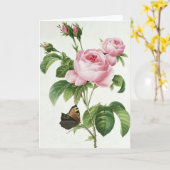 Pink Rose Rose Pierre-Joseph Redoute Carte de voeu (Fleur jaune)