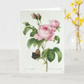 Pink Rose Rose Pierre-Joseph Redoute Carte de voeu (Fleur jaune)