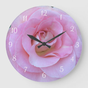 Pink Rose Round Wall Clock Grote Klok