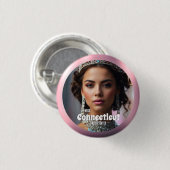 Pink Rose Shine Pageant Button Pin Custom Foto (Voorkant /achterkant)