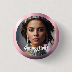 Pink Rose Shine Pageant Button Pin Custom Foto