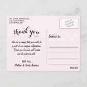 Pink Rose Silver Glow Ribbon Dank u Briefkaart (Achterkant)