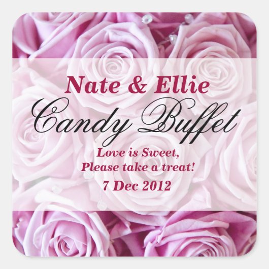 PInk Rose Snoep Buffet Sticker (Voorkant)