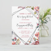 Pink Rose Terrarium Engagement Party Invitation (Debout devant)