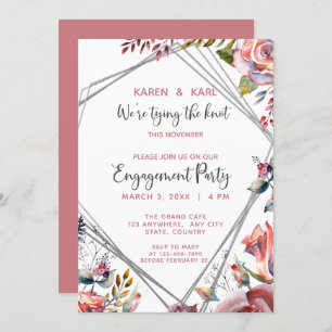 Pink Rose Terrarium Engagement Party Invitation