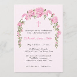 Pink Rose Trellis religieuze uitnodiging