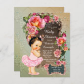 Pink Rose Tutu Baby shower Kaart (Voorkant / Achterkant)