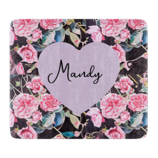 Pink Rose Watercolor Flowers Floral Painting Girls Snijplank